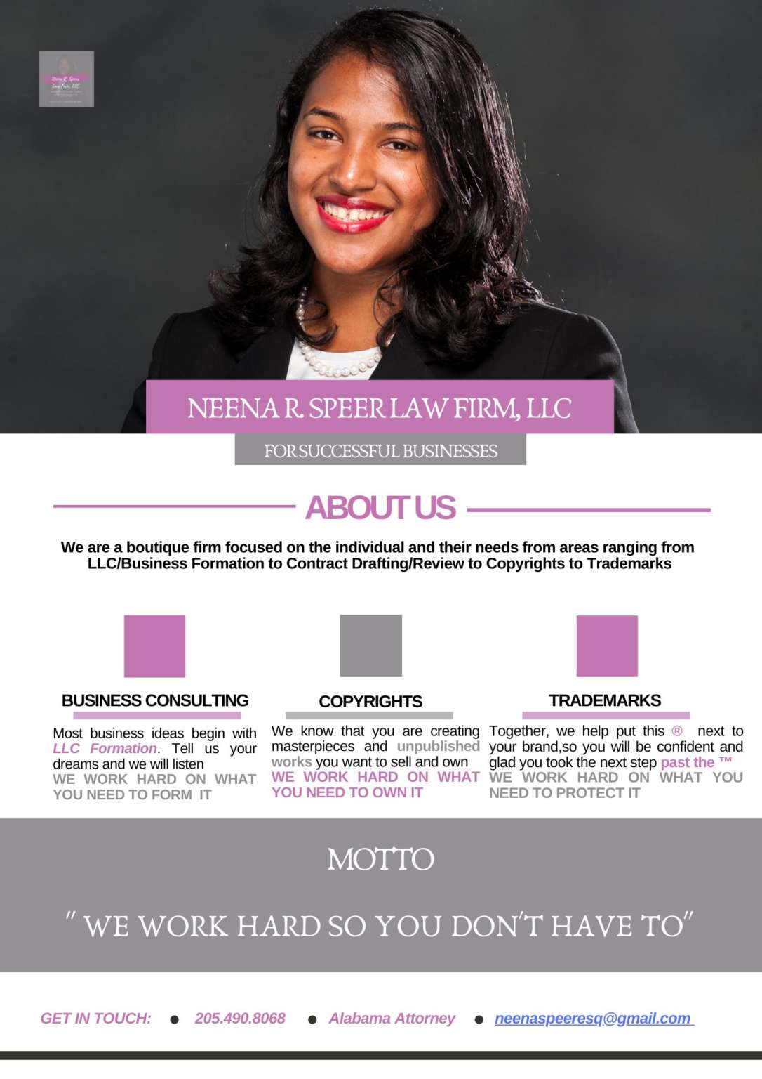 Neena R. Speer Law Firm, LLC | A.G. Gaston Business Institute